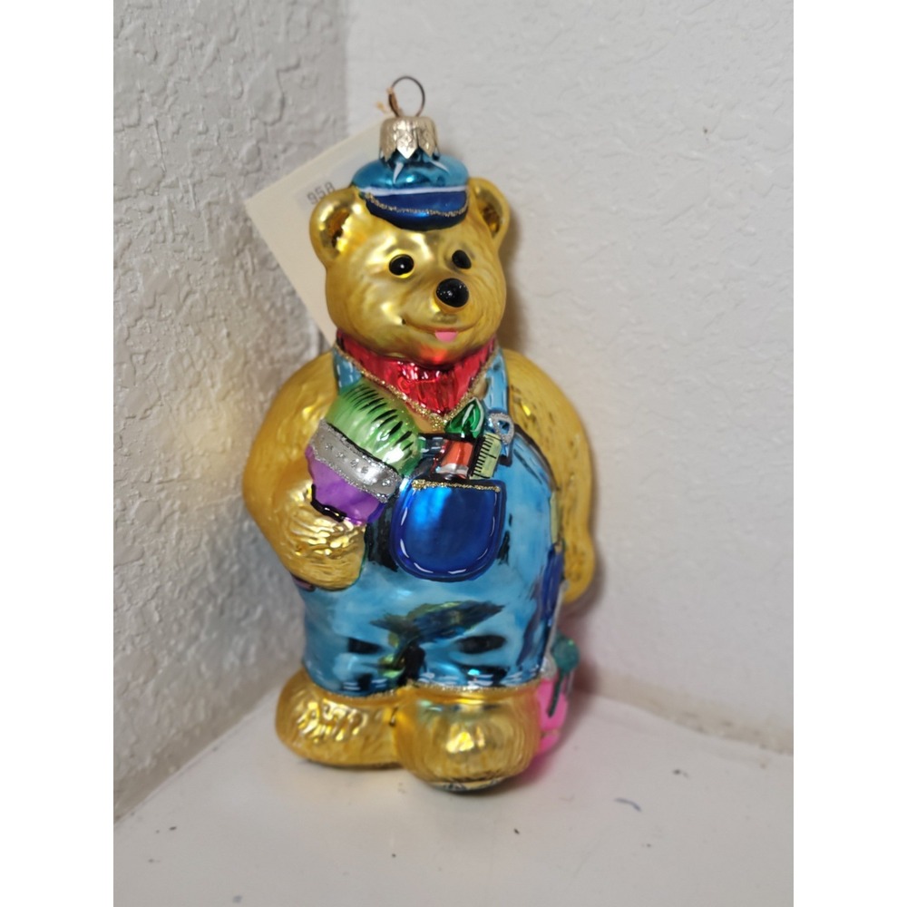 Kurt Adler Polonaise Bear Painter Ornament Komozja Blown Glass AP958 -‎ READ